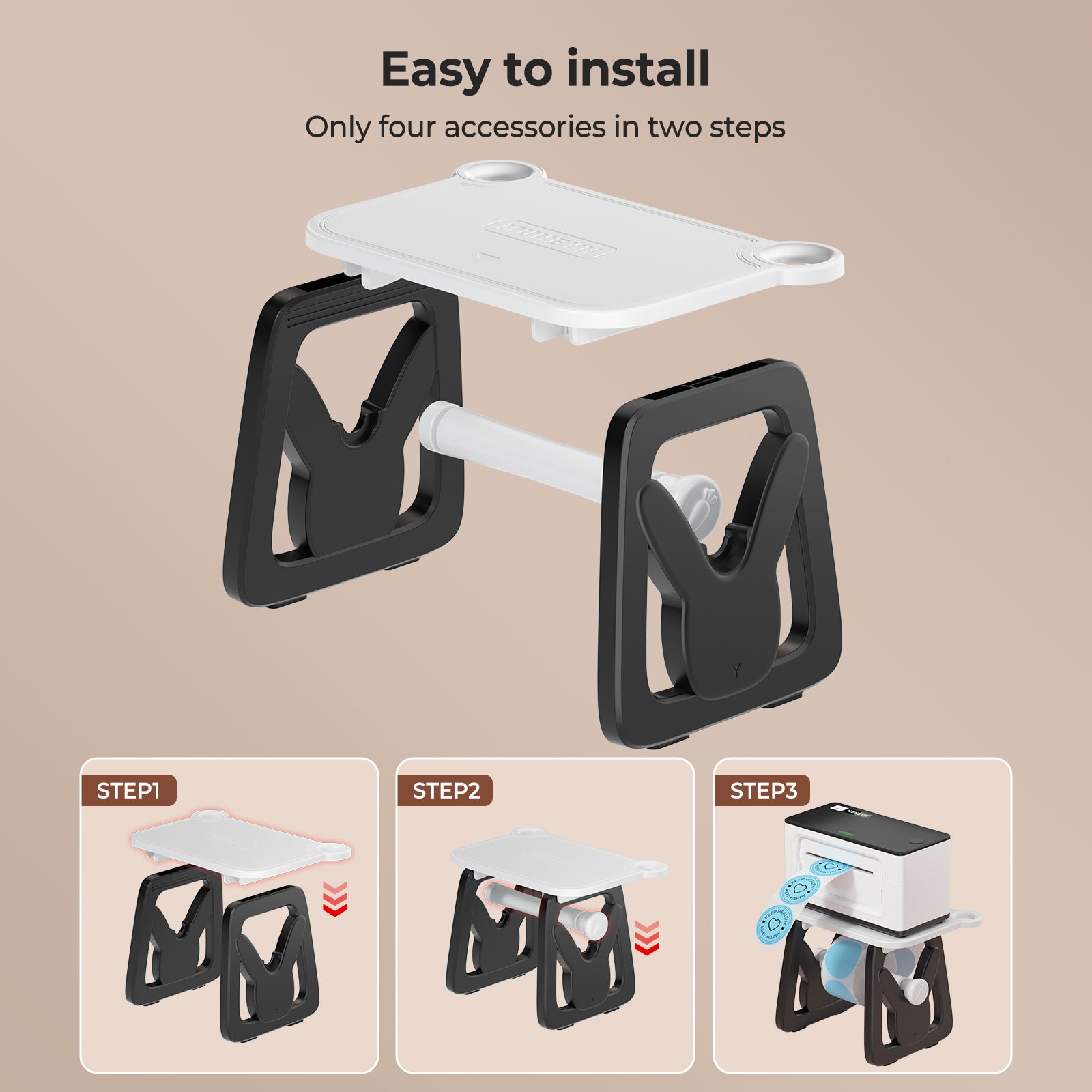 Black and white ILH02 label holder for MUNBYN CA label printer accessories, designed to organize and secure labels effectively.