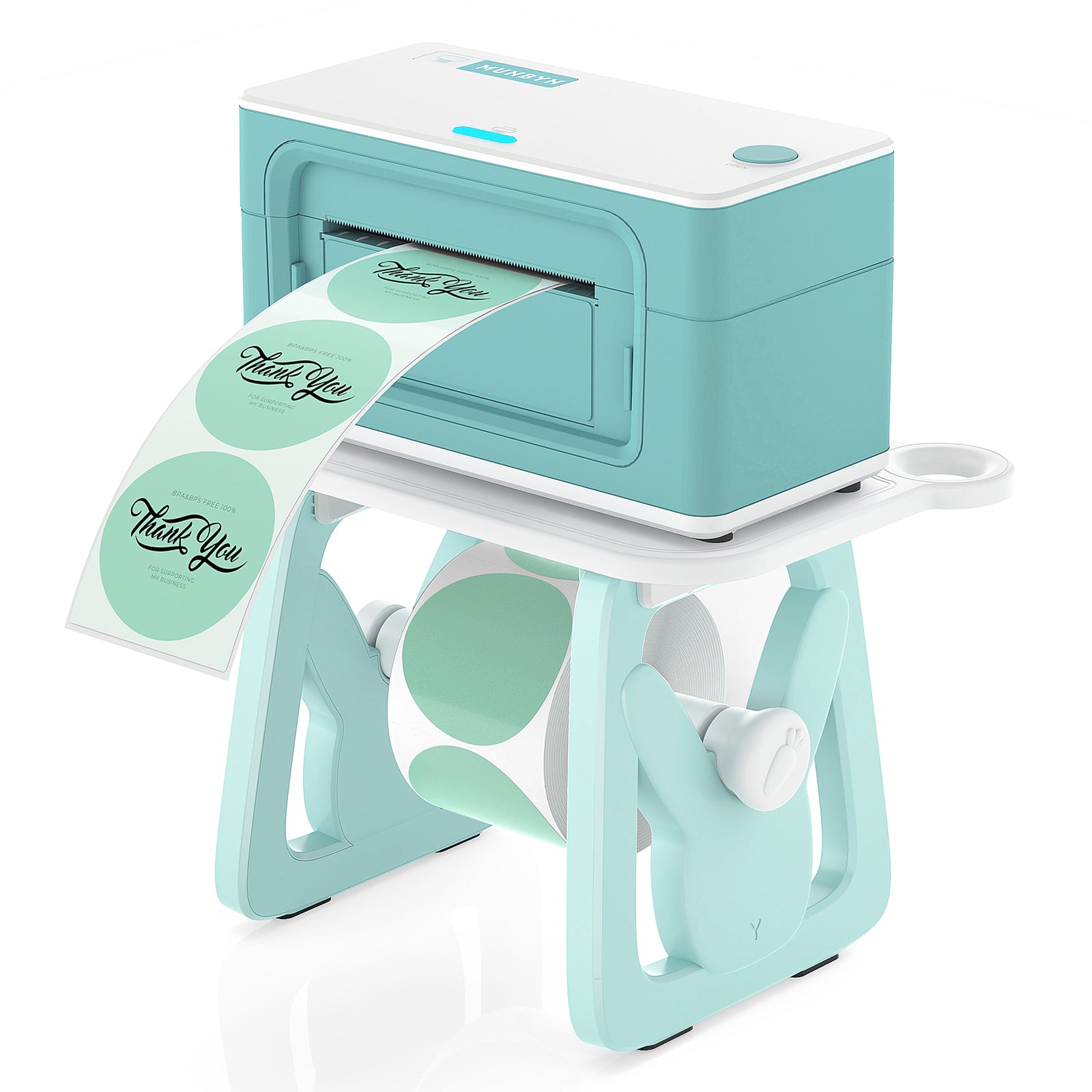 Green ILH02 label holder for MUNBYN CA label printer, durable accessory for organizing and protecting printed labels.