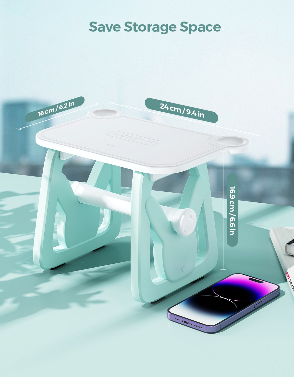 Green ILH02 label holder for MUNBYN CA label printers, designed as a durable accessory for easy label management.