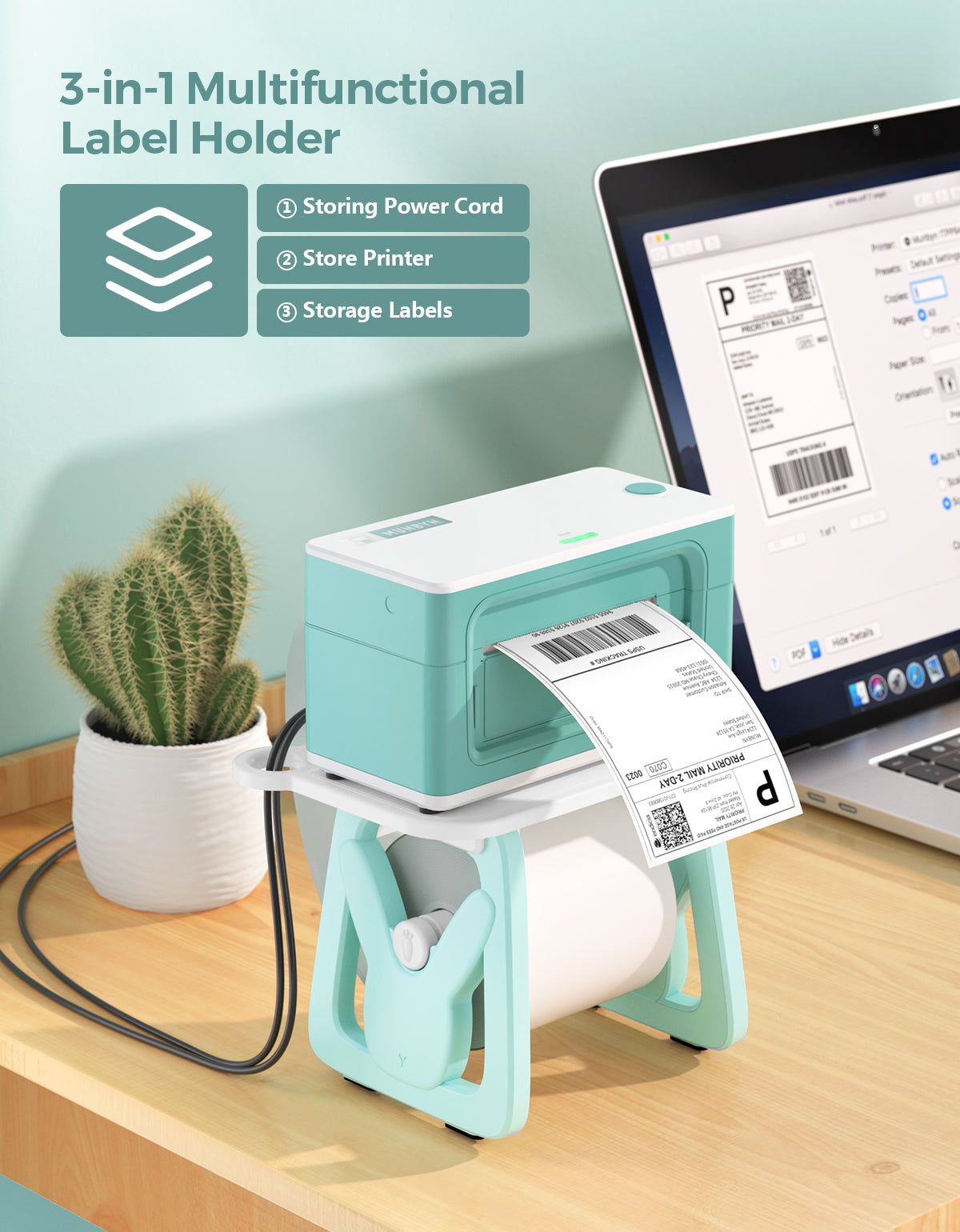 Green ILH02 label holder for MUNBYN CA label printer accessories, showing a close-up of the durable plastic holder.