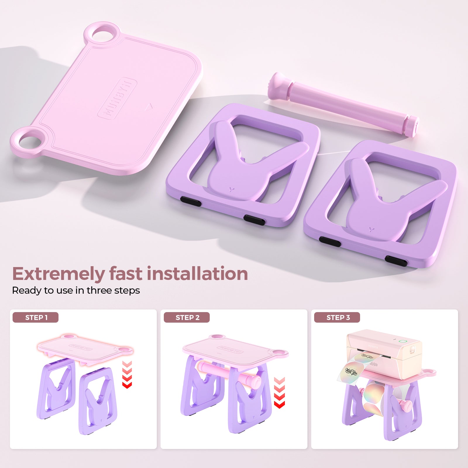 MUNBYN CA ILH02 Label Holder accessory for label printers, shown in the image with clear plastic construction and attachment details.