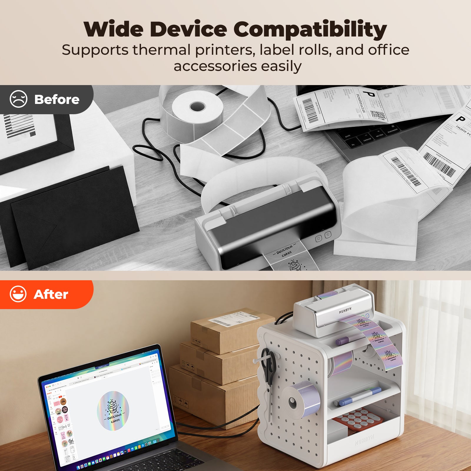 MUNBYN ILH03 5-in-1 Label Holder and Desk Organizer