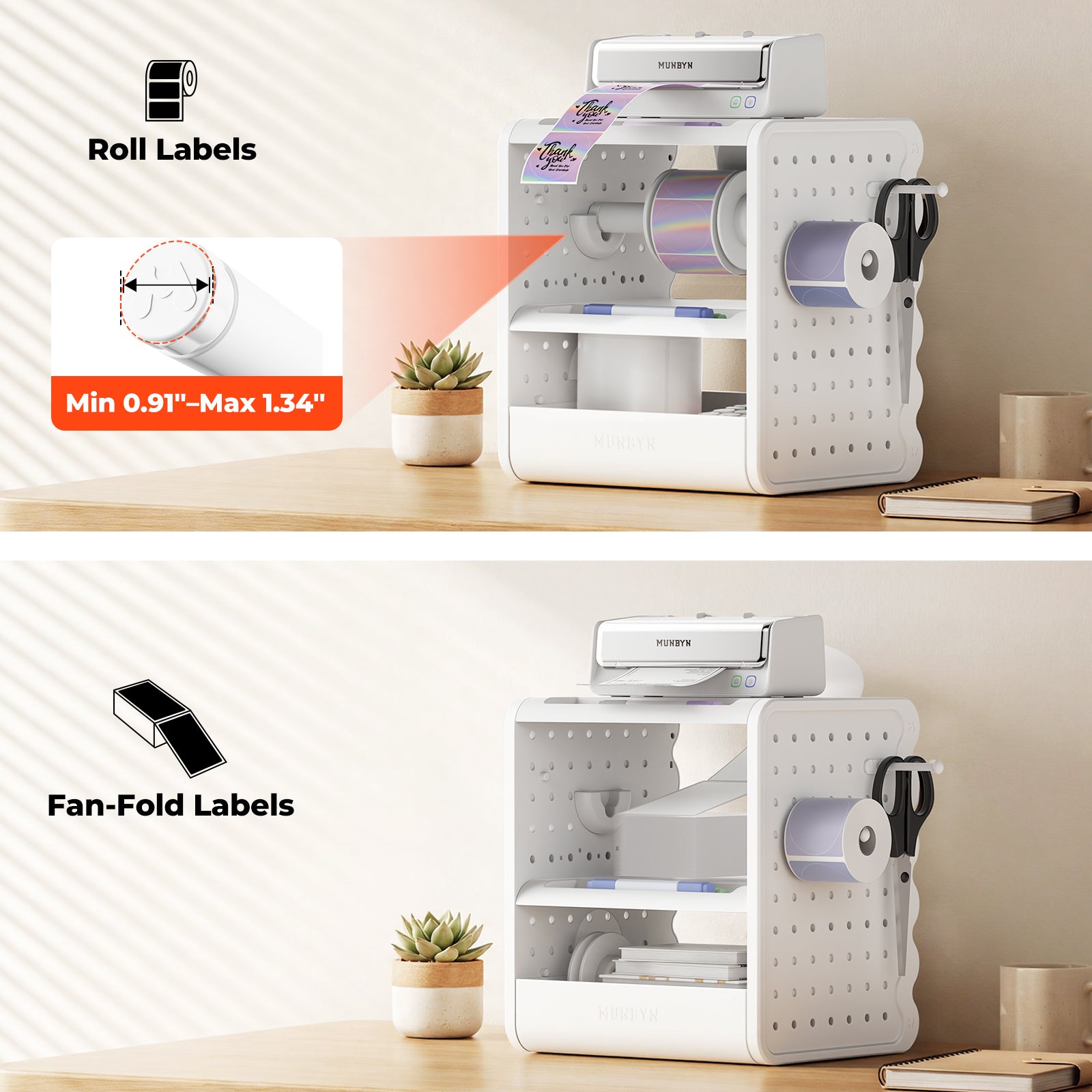 MUNBYN ILH03 5-in-1 Label Holder and Desk Organizer