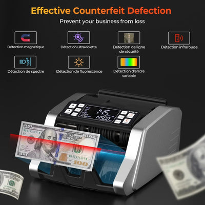 MUNBYN CA IMC20-GR-US-B1-7 money counter machine for quick cash counting with digital display and compact design