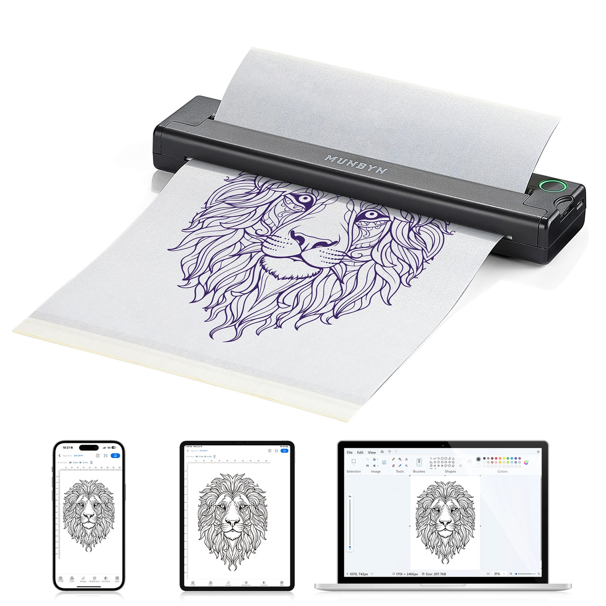 MUNBYN ITP05 Bluetooth Tattoo Stencil Printer