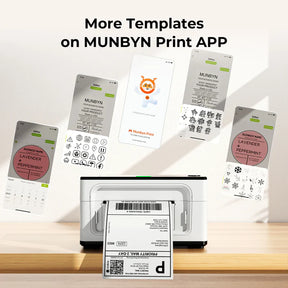 MUNBYN P941B label printer can print various labels using templates from the MUNBYN Print app.