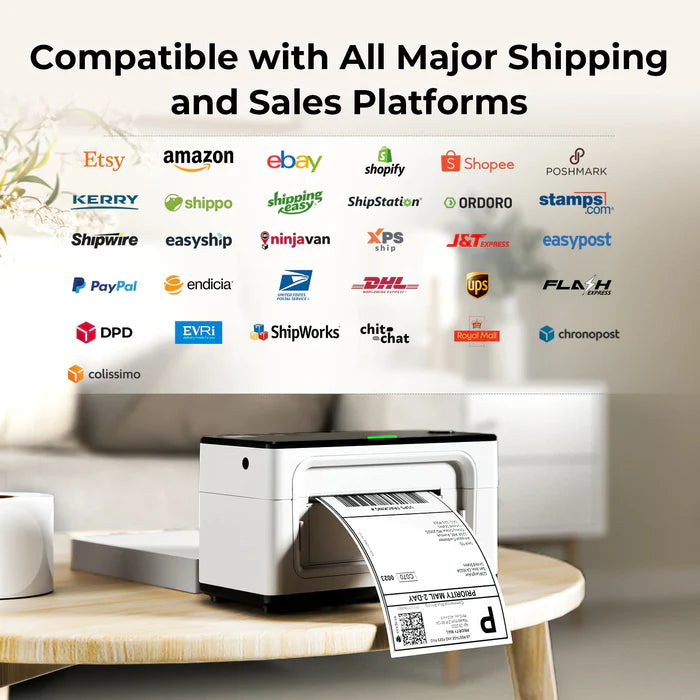 MUNBYN P941B Bluetooth shipping label printer is compatible with all major shipping and selling platforms.