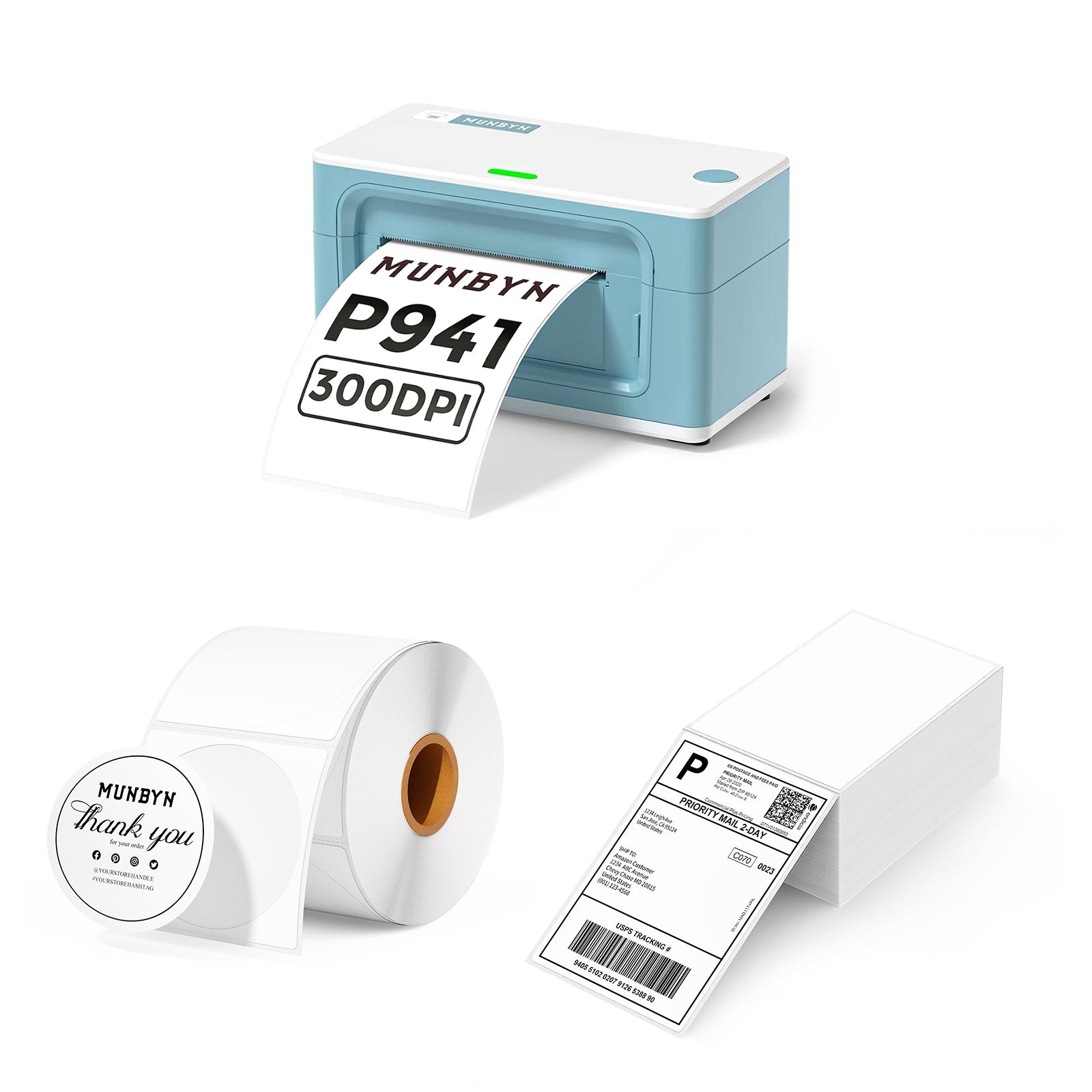 〈送料込〉MUNBYN ITPP941BP サーマルラベルプリンター MUNBYN P941B Bluetooth Thermal Printer Kit | MUNBYN CA