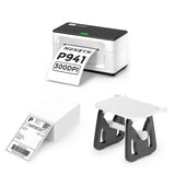 MUNBYN CA RealWriter 941BP thermal label printer kit with white printer and accessories, ready for shipping and labeling tasks.
