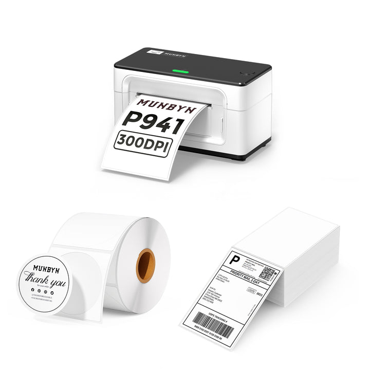 MUNBYN RW941BP 300DPI Thermal Label Printer Kit for Product Labels and Branding