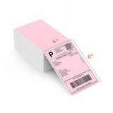 4x6 inch fan-fold labels on label printer paper by MUNBYN CA, showing neatly stacked sheets for printing.