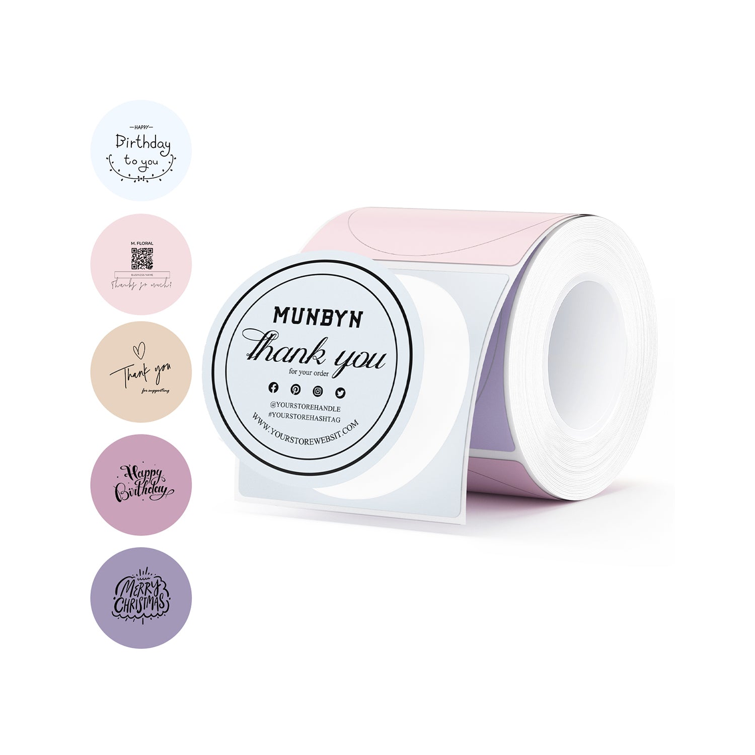 2-inch Morandi labels printed on MUNBYN label printer paper, showcasing elegant color shades and smooth label surface.