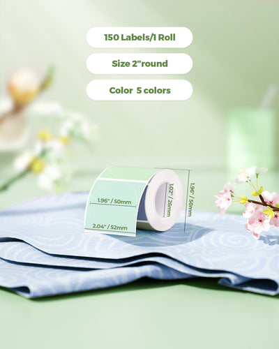 Two Morandi-colored labels printed on MUNBYN 2-inch label printer paper, showcasing elegant, pastel-toned label designs.