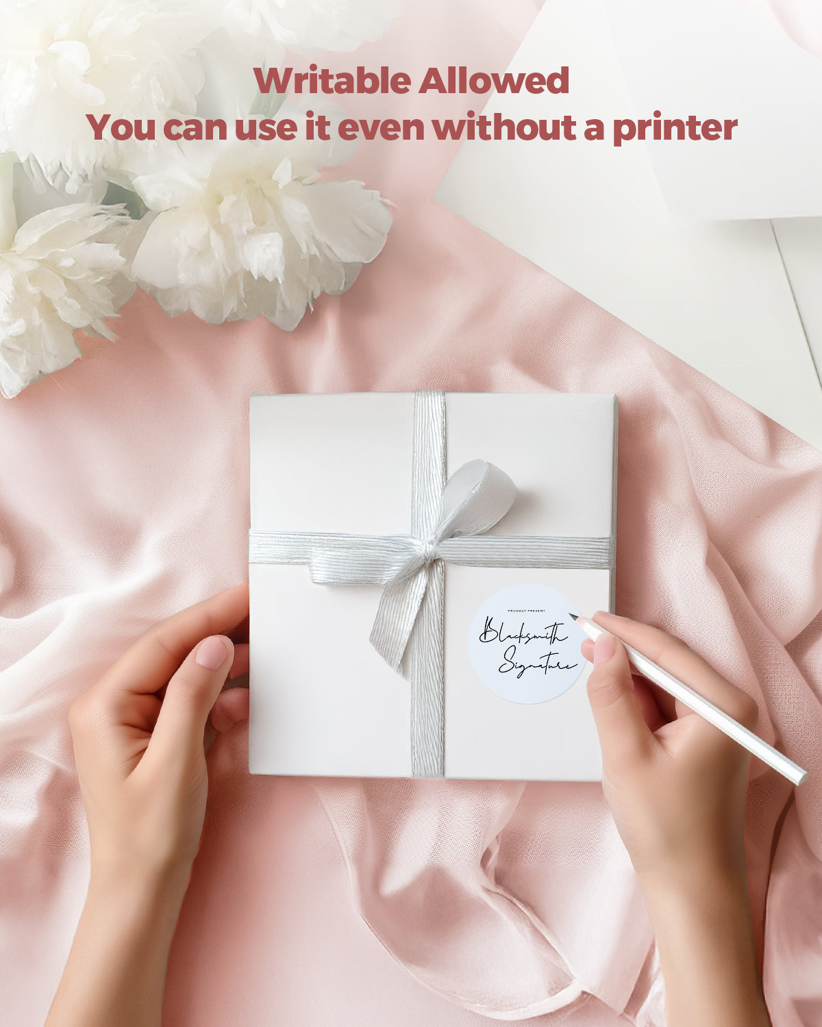 Two Morandi-colored labels printed on MUNBYN 2-inch label printer paper, showcasing vibrant pastel shades.