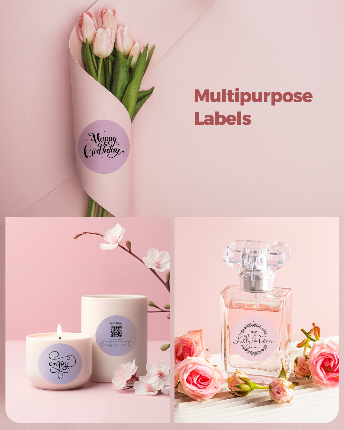 Brown and beige Morandi-style label paper for printer, 2-inch wide, by MUNBYN, showing textured design on smooth printing surface.