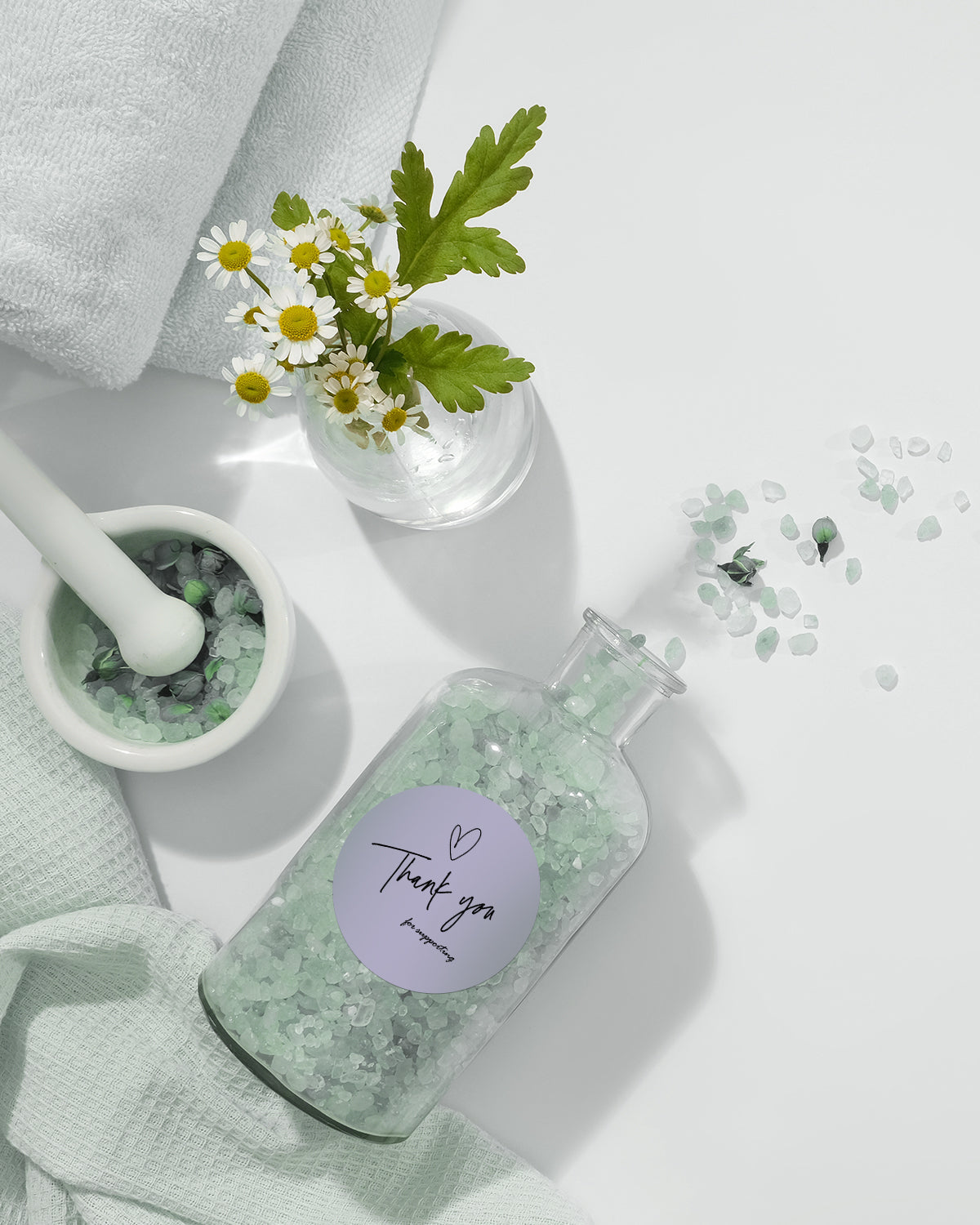 White 2-inch Morandi labels printed on MUNBYN label printer paper, showcasing smooth, professional label design.