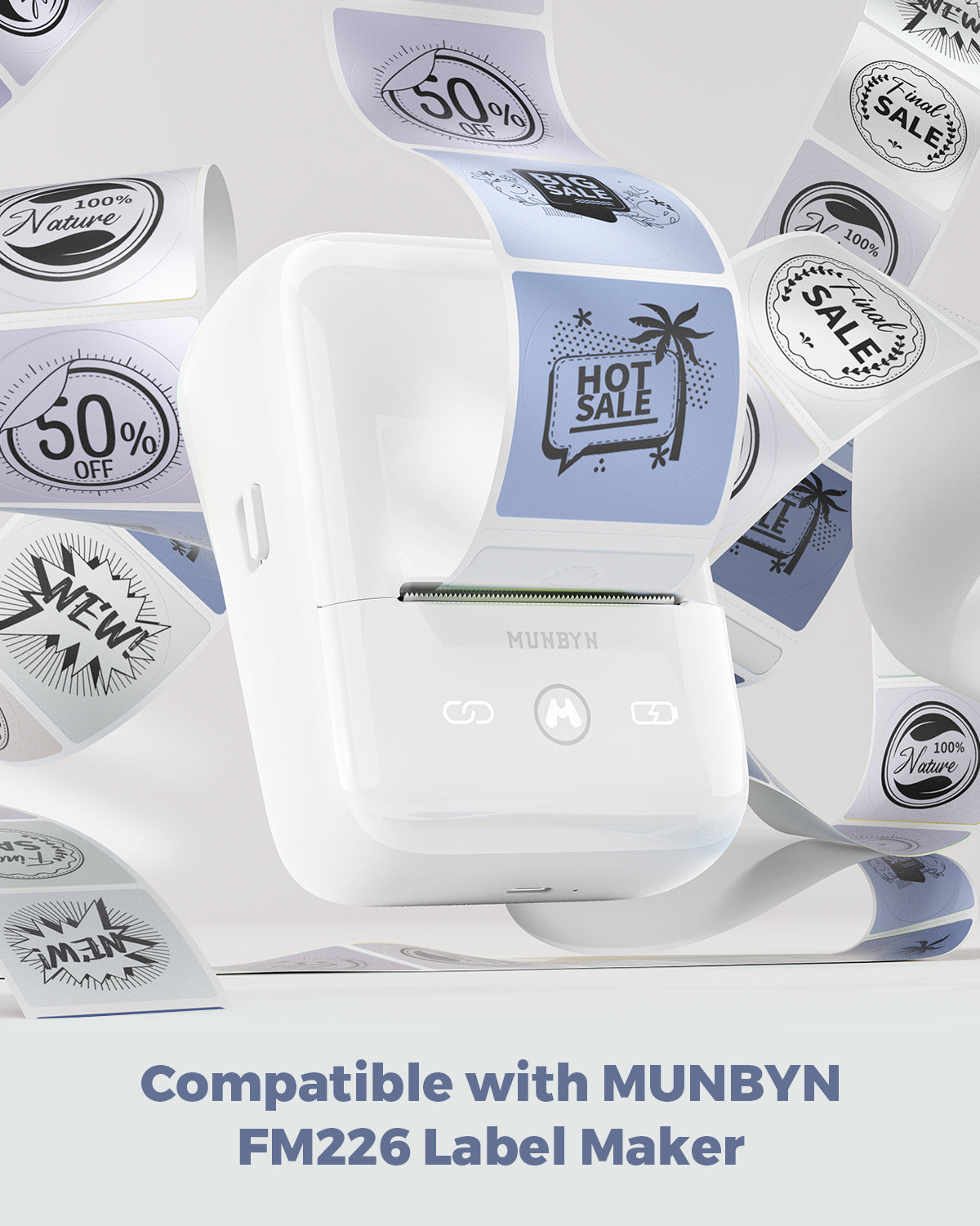 Morandi 2-inch label printer paper from MUNBYN, featuring colorful, patterned Morandi design for custom labels and craft projects.