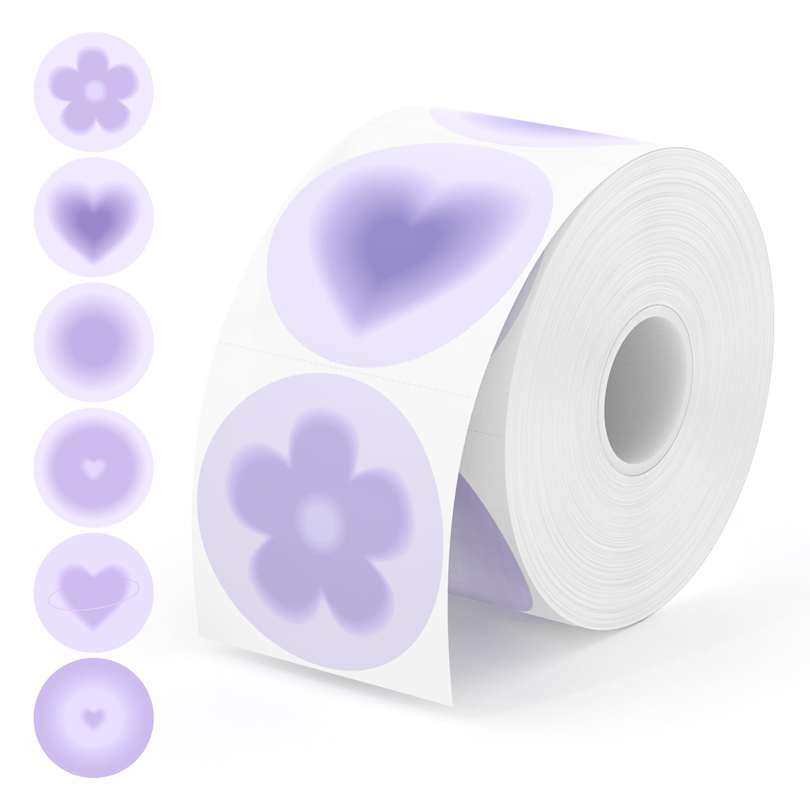 Each roll features six charming purple  patterns, giving you a variety of options to elevate your labeling game.