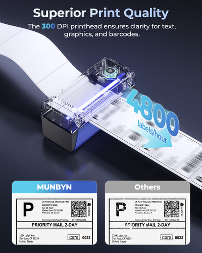 MUNBYN RW401AP 300DPI AirPrint Thermal Label Printer Kit for Small Business Labeling