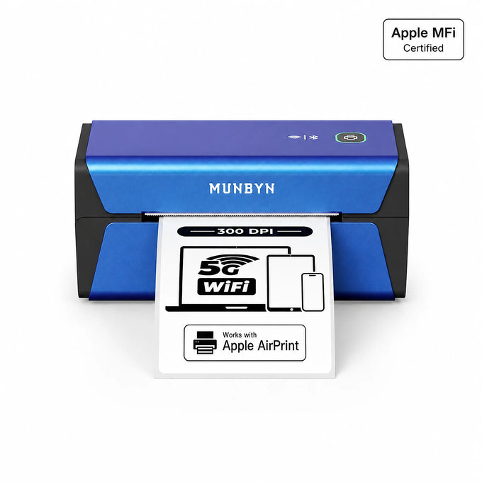 Imprimante d'étiquettes thermique MUNBYN RW401AP 300 DPI AirPrint pour étiquettes de produits haut de gamme