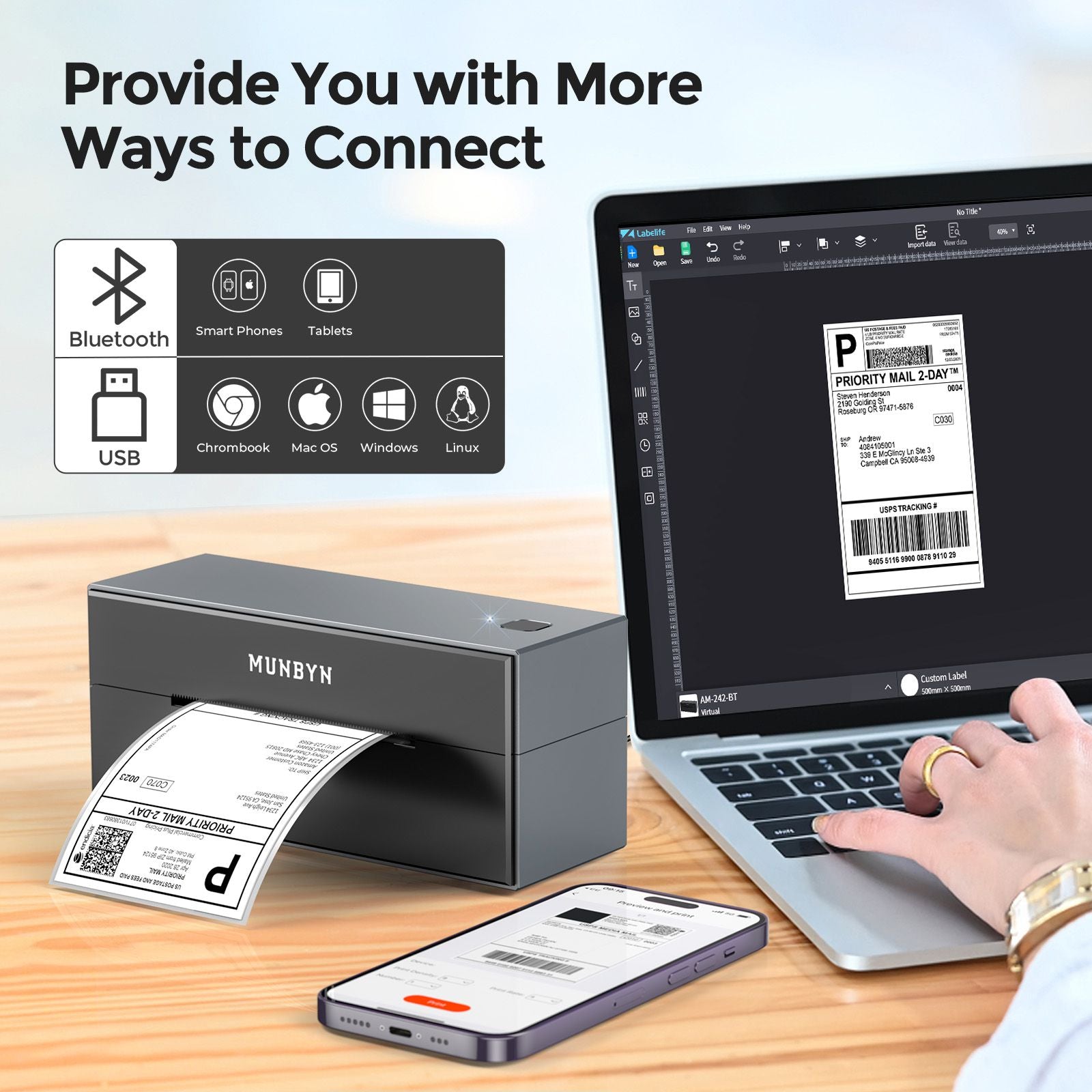 The MUNBYN ITPP129 wireless Bluetooth thermal label printer is compatible with a wide range of operating systems, including Windows, Mac, and Linux, making it a versatile and convenient tool for businesses of all sizes.