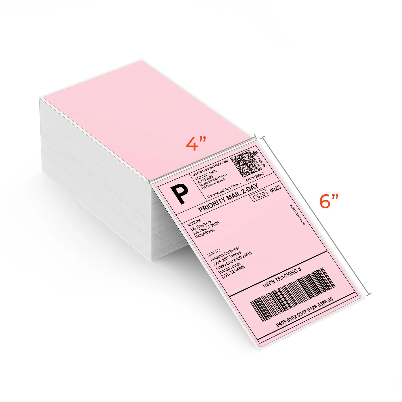 Measuring at 4x6 inches, MUNBYN pink fanfold labels are perfect for printing shipping labels, packing slips, and barcodes.