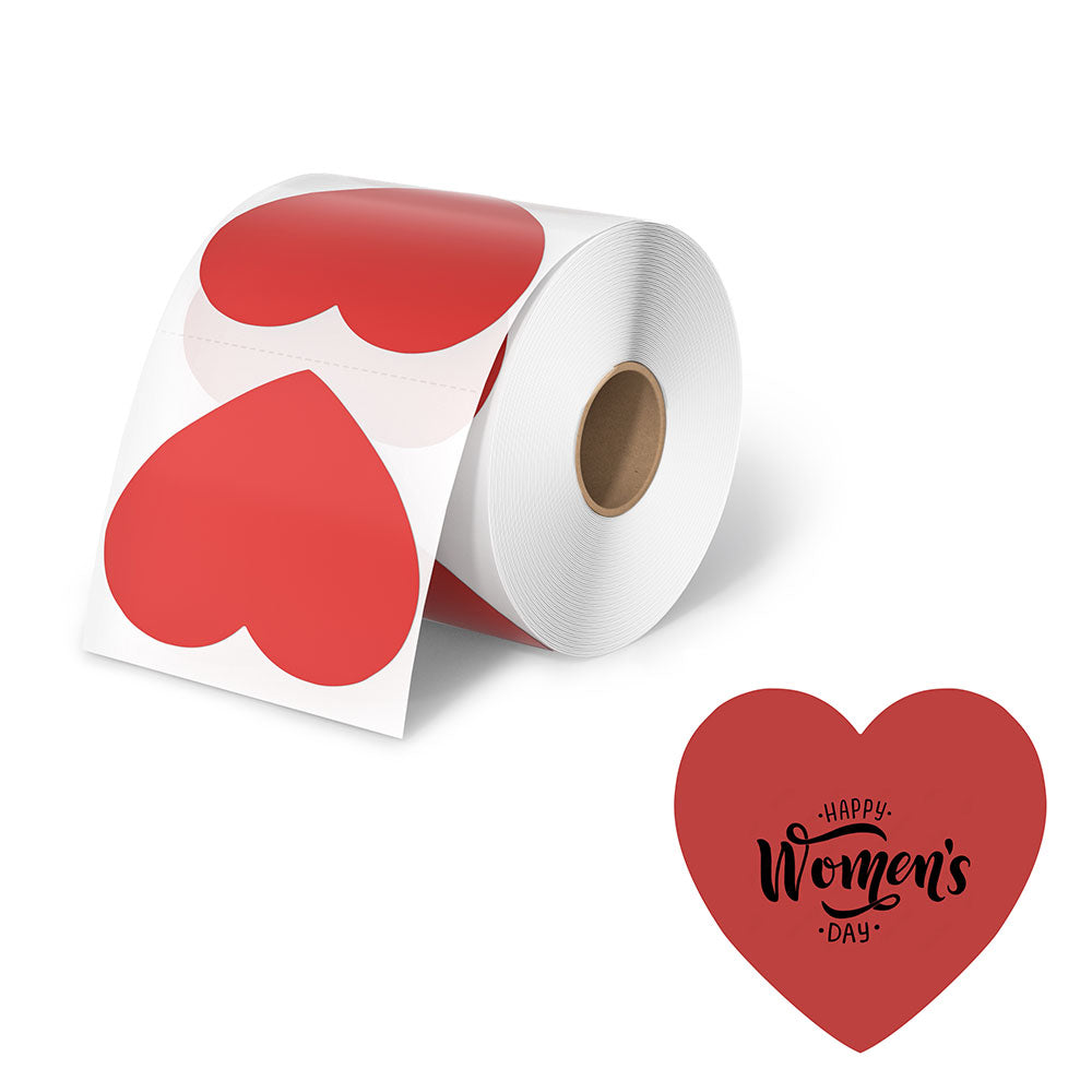 Heart Shaped Direct Thermal Labels - Printing Slogan Sticker for Mother's Day, Women's Day, Valentine's Day. Great idea for a brand online store