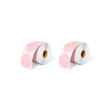 Two rolls of MUNBYN 2" pink circle labels