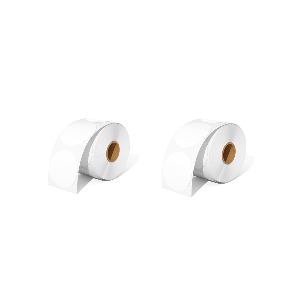 Two rolls of MUNBYN 2" blank circle labels