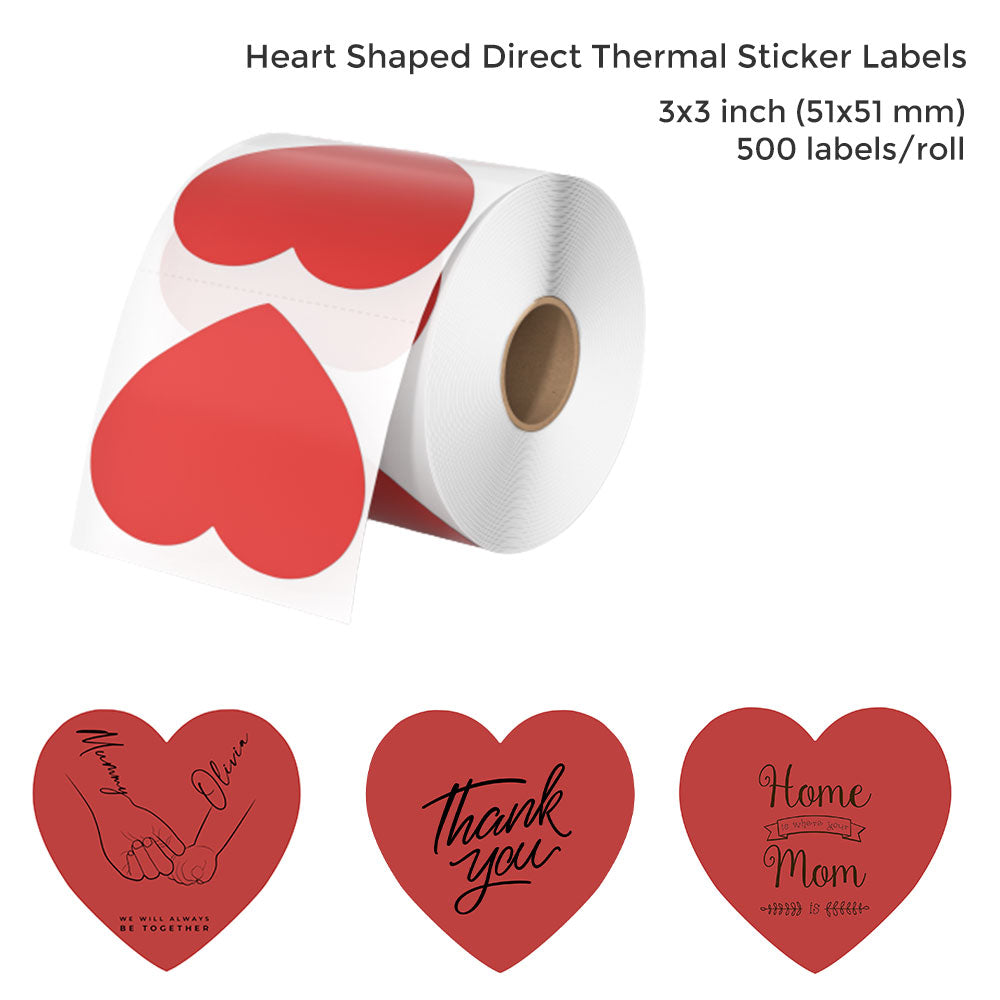 MUNBYN red heart label is customizable and can be designed to include text, graphics, and other details as per the customer's requirements.